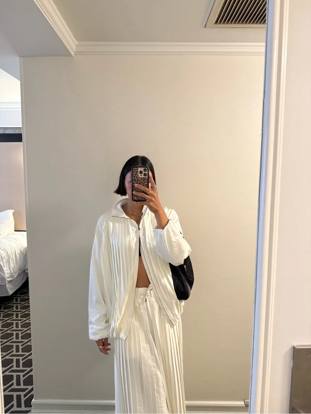 Nike Cream Pleated Bomber Jacket